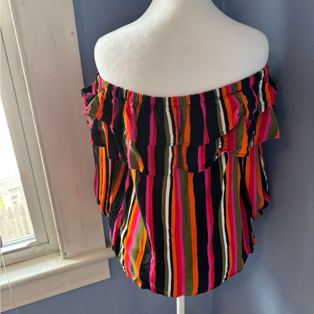 Riley & Rae Multicolor Striped Off-Shoulder Blouse - Picture 3 of 6